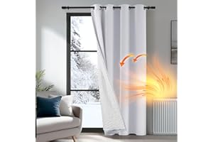 Deconovo Cortinas Termicas Aislantes Frio y Calor para Salon Dormitorio de Opacas 1 Pieza 132x214cm Gris Perla