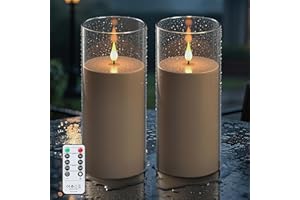 Forever Speed 2PCS Grey Waterproof Outdoor Candles,Flameless Candles with Remote Timer,22.5cmx 10cm Battery Operated Acrylic Candles for Festival Wedding Home Party Halloween Christmas Decorations