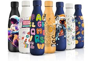 HoneyHolly Borraccia Termica, Senza BPA, Borraccia Bambini, 500ML Acciaio Inossidabile 18/8, Bottiglia Termica A Prova di Perdite, Borraccia Acciaio Inox per Scuola, Ufficio e Attività All'aperto