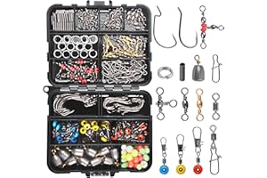 OROOTL Fishing Swivels Snaps Set 226pcs/Box Swivels Snaps Sinker Weights Three Way Swivel Split Rings Jigs Beads Freshwater Saltwater Fishing Accessories Tackle Box