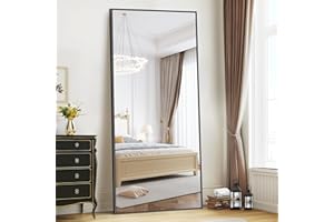WOLIBEER Großer Ganzkörperspiegel 192 x 85 cm, Ganzkörperspiegel mit Aluminium Rahmen Schwarz Rechteckiger Wandspiegel Standspiegel, Spiegel für Schlafzimmer Wohnzimmer Ankleidezimmer Flur