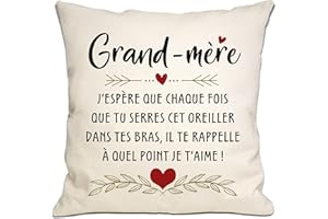 BOMMEX Cadeau de grand-mère J'espère qu'à chaque fois que tu serres ce coussin dans tes bras, il te rappelle à quel point je t'aime Housse de coussin pour - Anniversaire Noël