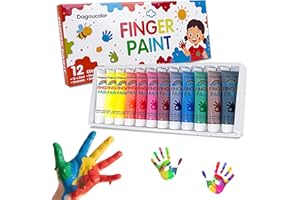 DagouColor Pintura de Dedos Para Niños, Waschbar, 12 Colores * 36ml Fingerfarben Kinder, Kits de Pintura de Arte para Niños Artistas Principiantes, Kindergarten Schule Frühes Lernen
