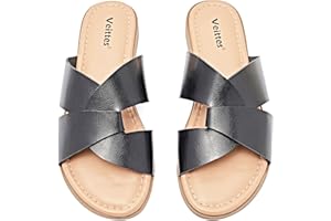 Veittes Sandalias planas para mujer - Zapatos de moda con tiras cruzadas para primavera y verano.