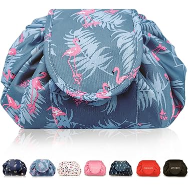 ZUCOLUS Make-up-Tasche Aus Baumwolle - Schwarz Mit Rosa Schleife, 22x17x6,6 Cm - Perfekt Für Reisen & Geschenk