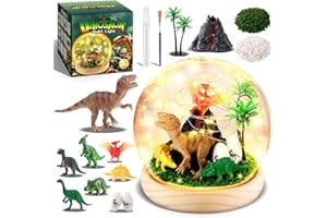 HappyGoLucky DIY Bastelset Kinder - Dinosaurier Spielzeug Geschenk für Jungen ab 3-10 Jahre - Personalisierbares Nachtlicht Kinder - Sockel aus Holz - mit 15+ Zubehörteilen [Großformat]