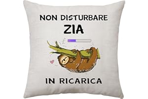 ACONESONG Zia Regali Divertenti per la Zia da Nipote Cuscino Copricuscino Regali per le Donne Festa della Mamma Compleanno Regali Zia Natale Decorazione 45 X 45 CM - Non Disturbare Zia In Ricarica (Zia)