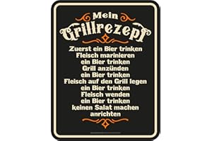 RAHMENLOS dekoracyjna blaszana tabliczka dla fanów grilla BBQ Grillreceps: mój grill