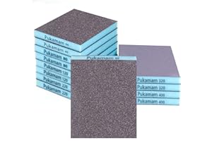 PUKAMAM 12 PCS Sanding Sponge Set 60/80/120/220/320/400 Grit Sanding Pads, Course/Medium/Fine/Superfine Sanding Block, Wet and Dry Sandpaper for Metal, Wood, Wall, Car, Furniture