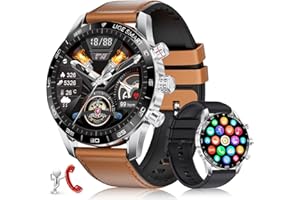 LIGE Smartwatch Herren 1.43 Zoll AMOLED-Display, Smartwatch mit Bluetooth Telefonie und Sprachassistenz, Herzfrequenz, SpO2, 124 Sportmodi, Fitnessuhr Smart Watch für Android iOS