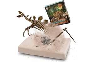 MUSCCCM Ausgrabungsset für Kinder(T-rex/Stegosaurus/Triceratops/Brachiosaurus/Mammut)Dinosaurier Spielzeug, 3D-Skelett Dinosaur Modell, Dino Ausgrabungsset, Dinosaurier Geburtstag Spielzeug Ab 6 Jahre