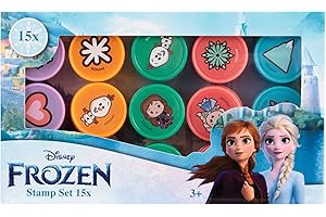 Frozen Stempel Set 15X | ELSA und Anna Spielzeug für Kinder ab 3 Jahren | Eiskönigin Stempelset Bastelset für Mädchen | Disney Frozen Kreativ Set für Kindergeburtstag und Schule