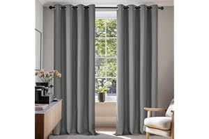 Deconovo Cortinas para Habitación de Salón Opacas y Térmicas Aislantes con Ollaos 2 Piezas 135 x 240 cm Gris Claro