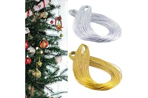 YIAJIA 200M Gold Silver Twine String, Christmas Silver and Gold Thread for Crafting Hanging Ornaments, Glitter Bauble String for DIY, Wedding Gift Package, Presents Wrapping Decoration