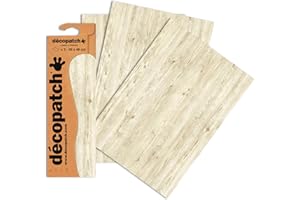 Décopatch C673O - Une pochette de 3 feuilles de papier imprimé 30x40 cm, Bois blanc