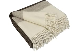 ‎LYHOME LYHome Lammwolldecke 100% Schurwolle - Warm Winterdecke Couchdecke Sofadecke, Kuscheldecke Tagesdecke, Winter Decke Sofa, Warme Decken Couch (140x200 cm, Braun mit Streifen)
