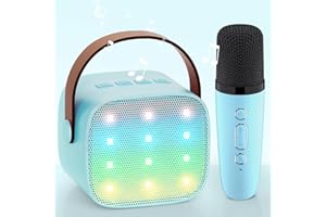 Kids Karaoke Machine, Upgrade Wowstar Karaoke Machine with 1 Wireless Microphone for Boys Girls, Mini Portable Bluetooth Speaker with Led Party Light, Voice Changer Toy Gift for 3 4 5 6 7 8+ Years Old
