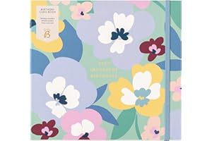 Busy B - Livret de cartes d'anniversaire - Florale - Carnet avec rappels d'anniversaire, pochettes de rangement pour cartes mensuelles