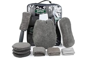 SunTop Kit Nettoyage Voiture 9 pièces Outils Professionnels Nettoyage de Voiture, Voiture Chiffons de Nettoyage Automobile Set, Wash Kits Microfibre