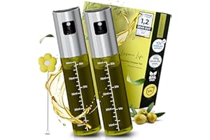 Leisure Life® | NOUVEAUTÉ | Lot de 2 vaporisateurs d'huile | Revêtement en acier inoxydable de 1 mm | Verre anti-UV | Sans BPA | Vaporisateur d'huile de 100 ml