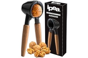 IPEA Schiaccianoci in Alluminio con Impugnatura in Legno - Schiaccia Noci dal Deisgn Moderno per Noci, Nocciole, Mandorle, Frutta Secca - Multiuso per Cucina - Dotato di Molla a Trazione