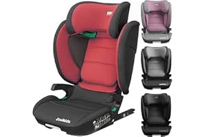 Jovikids i-Size High Back Booster Car Seat with ISOFIX (Group 2/3, 3 to 12 Years Approx, 15-36 kg) 100-150cm ECE R129 (Rose Red)