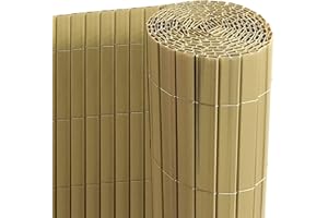 Ribelli Canniccio PVC Recinzione recinto Balcone frangivento, colorazione:bambù, Elementi:Tappetino Privacy in PVC, Dimensione:120 x 800 cm