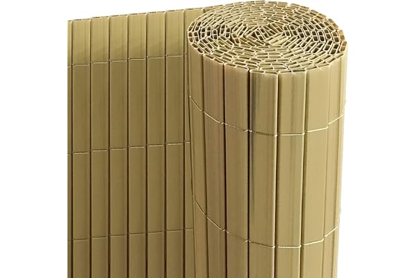 Ribelli PVC Brise-Vue pour Terrasse Balcon Jardin Clôture Pare-Soleil Coupe-Vent, Couleur:Bambou, Articles:Tapis de Protection de la Vie privée en PVC, Dimension:140 x 400 cm