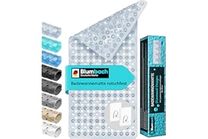 ‎BLUMBACH Blumbach® Badewannenmatte rutschfest 88x40cm – inkl. 2 Haken zum Trocknen | 100% BPA-frei, Sicher für Kinder & Senioren | Badematte rutschfest 200+ Saugnäpfe | Schimmelresistent, Maschinenwaschbar