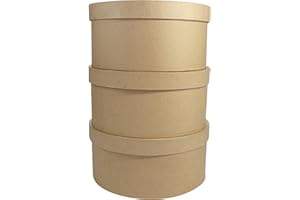 Décopatch BTS907C - Un lot de 3 supports en papier brun mâché, Boites à chapeaux (31x31x16cm - 32x32x16 cm et 33x33x16 cm)