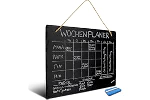 ‎PAMINDO pamindo® Schiefertafel zum Beschriften & Aufhängen inkl. Kreide & Schwamm – 40 x 30 cm - abwischbare, wetterfeste Kreidetafel in schwarz als Wochenplaner, Einkaufsliste, Küchentafel
