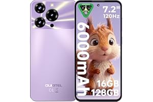 OUKITEL C69 Telefonos Moviles Libres - 7,2 Pulgadas HD+ 120Hz 16GB RAM+128GB ROM/TF 1TB Teléfonos Inteligentes, 64MP+8MP, Batería 6000mAh, Android 15 Smartphone, 4G Dual SIM/Face ID/Fingerprint-Morado