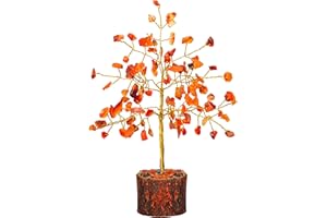 FASHIONZAADI Carnelian Chakra Tree of Life - Crystal Tree for Positive Energy, Handmade Gemstone Tree - Feng Shui Decor, Good Luck Money Tree Bonsai - Healing Crystals for Sacral Chakra, Prosperity Gift (7-8 inch)
