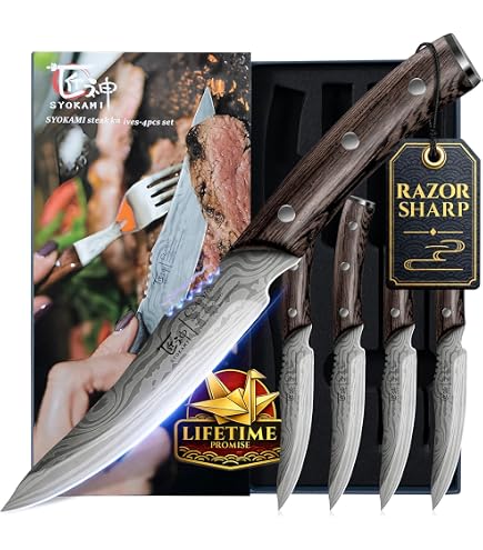 Zassenhaus 70804 Set Di 4 Coltelli Da Bistecca In Acciaio Inox Con Manico In Legno Pakka