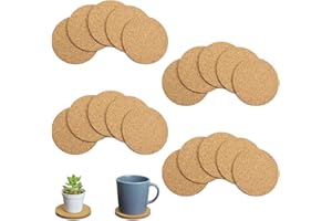 BDEUTROPHIC 20 Pcs Cork Coasters, Cork Coasters Round Drinks Coasters, Cork Table Mats for Coffee, Cork Plant Mats for Indoor Plants and Garden Pots