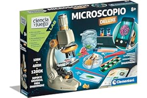 Clementoni - Microscopio Smart Deluxe de 1200x aumentos, Juguete científico, con muestras preparadas y Cristales científicos, con Soporte para móvil, a Partir de 8 años, Juguete en español(55511)