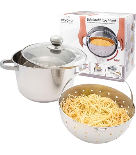 Set De Pâtes Amour Story Inoxriv – Faitout 5L Avec Panier Et Couvercle (Induction, Fabriqué En Italie)