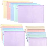 Mutsitaz 15 Pièces Pochette Plastique A4+A5+A6, Pochette Zippée, PVC Transparentes Document Dossier pour Bureau Fournitures, 