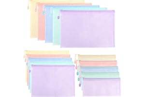 Mutsitaz 15 Stück Dokumententasche mit Reißverschluss A4+A5+A6,Umschläge mir Verschluss, Wasserdichter Dokumentenbeutel für Dokumente, Quittung, Papier, Schule, Prüfungsblatt, Kosmetik, Reise,5 Farben