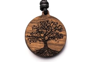 treeforce Baum des Lebens, Lebensbaum, Holzkette, Halskette, Schlüsselanhänger oder Auto- Anhänger 3 in 1 DIY Schmuck, Handmade, nachhaltig und vegan aus Holz