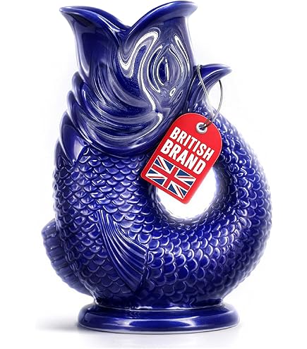 The Original Gluggle Jug - Sea Blue Lustre Glug Jug in XL, 28cm