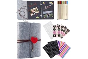 Foonii Fotoalbum zum Selbstgestalten,Filz Scrapbook Album 20 * 25cm Schwarze Seiten Fotoalben Liebe Fotobuch Hochzeit Ringbuch Jahrestag Geburtstag Trauzeugin Geschenk für Freundinnen Kinder Festival