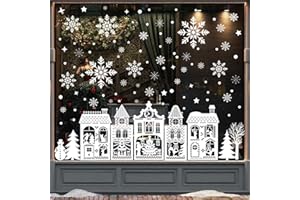 AVAKY Vetrofanie Natalizie per Finestre Grandi, Adesivi Natalizi Stickers Natale Vetrofanie Adesivi Natale, 184 Bianco Decorazioni Natalizie Finestre