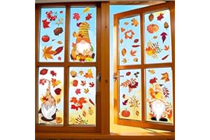 YITLA Thanksgiving Herbstdeko Fenster Aufkleber,Fensterbilder Herbst Selbstklebend Thanksgiving Herbstdekorationen Herbst Fensterbilder Herbstblätter Deko Fenster Aufkleber (A)