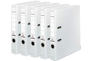 ‎FALKEN Original Falken 5er Pack PP-Color Kunststoff-Ordner. Made in Germany. 5 cm schmal DIN A4 weiß Vegan Ringordner Aktenordner Briefordner Büroordner Plastikordner Schlitzordner