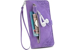 EASYSHOW Mobile Phone Case for Oukitel C32 Wallet Case, Oukitel C32 Wallet Magnetic Closure and Flip Stand Case, Embossed Pattern Cover for Oukitel C32-Purple