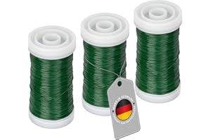 ECENCE Blumendraht 3x 100m Myrtendraht geglüht aus Eisen Ø 0,35mm in der Farbe Grün Basteldraht, Blumenbindedraht, Wickeldraht Bindedraht