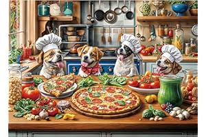 MOJIGE Puzzles 1000 Pieces for Adults jigsaw puzzles for adults 1000 Piece Puzzle Challenging Game for The Whole for Women, Gifts for Men, jigsaw puzzle Theme:Dogs' pizza meal