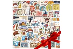 JOUKOYO Rétro Vintage Stickers, Autocollants Voyage Cartes Sticker Autocollant Ensemble [100 pcs], Autocollants pour Ordinateur portable Casque Moto Planche à Roulettes Voiture Vélo Bagages, Snowboard