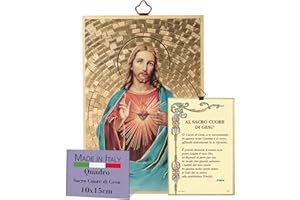 F.LLI BONELLA FRATELLI BONELLA - Quadro Religioso Camera Da Letto Cuore di Gesù e Preghiera Dedicata in Italiano - Quadro Legno in MDF di Pioppo Camera Da Letto 8 mm x 10 cm x 15 cm - Made in Italy
